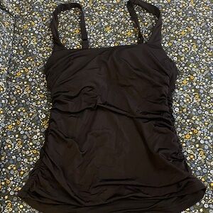 Athleta Black Ruched Tankini Top